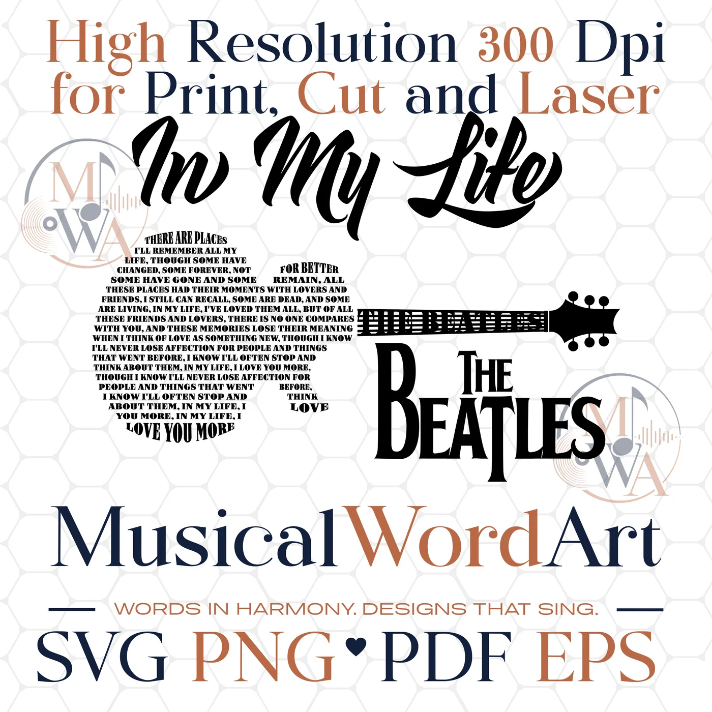 In My Life by The Beatles musical word art
