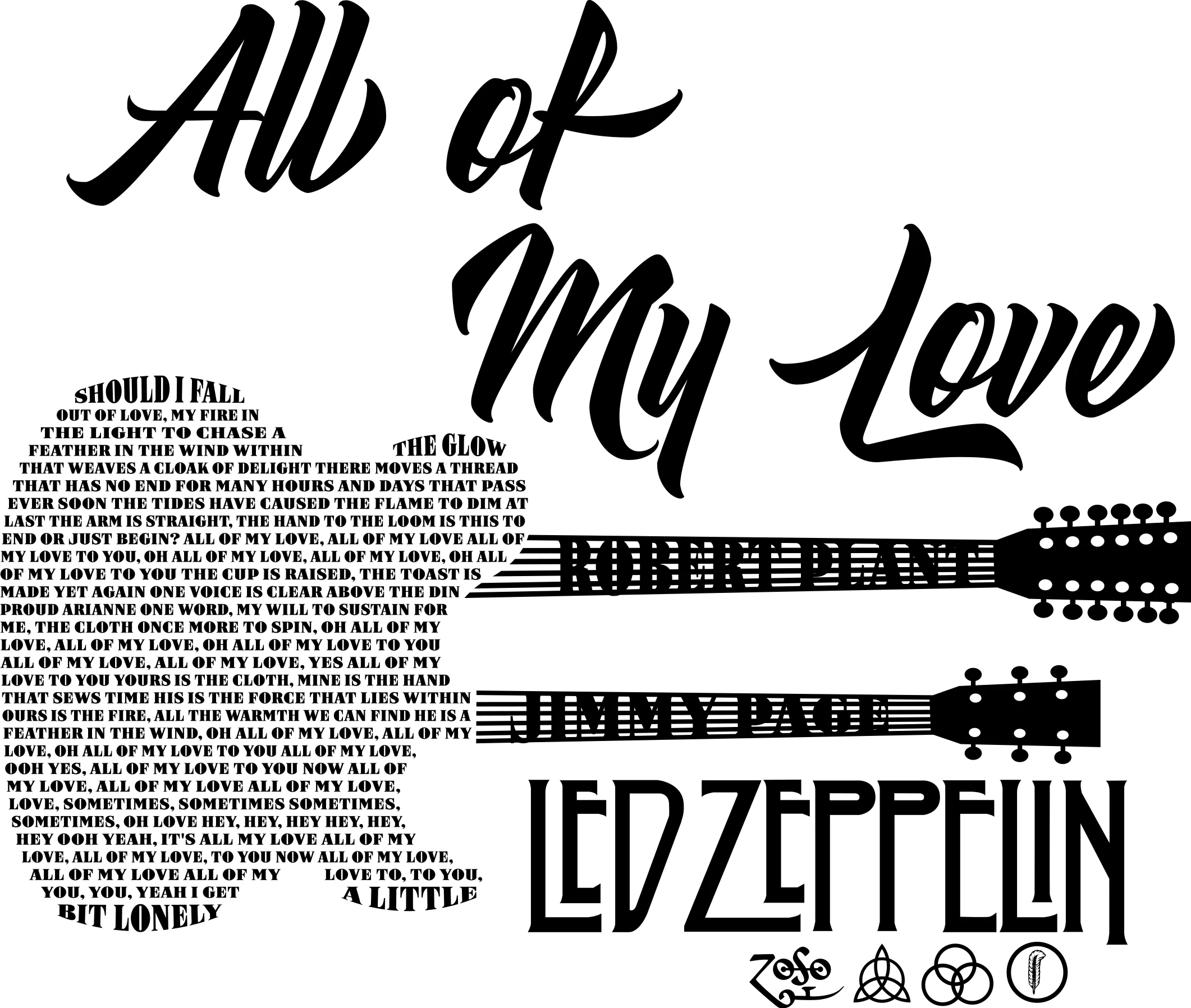 All My Love finished Twin-neck guitar lyric-art example