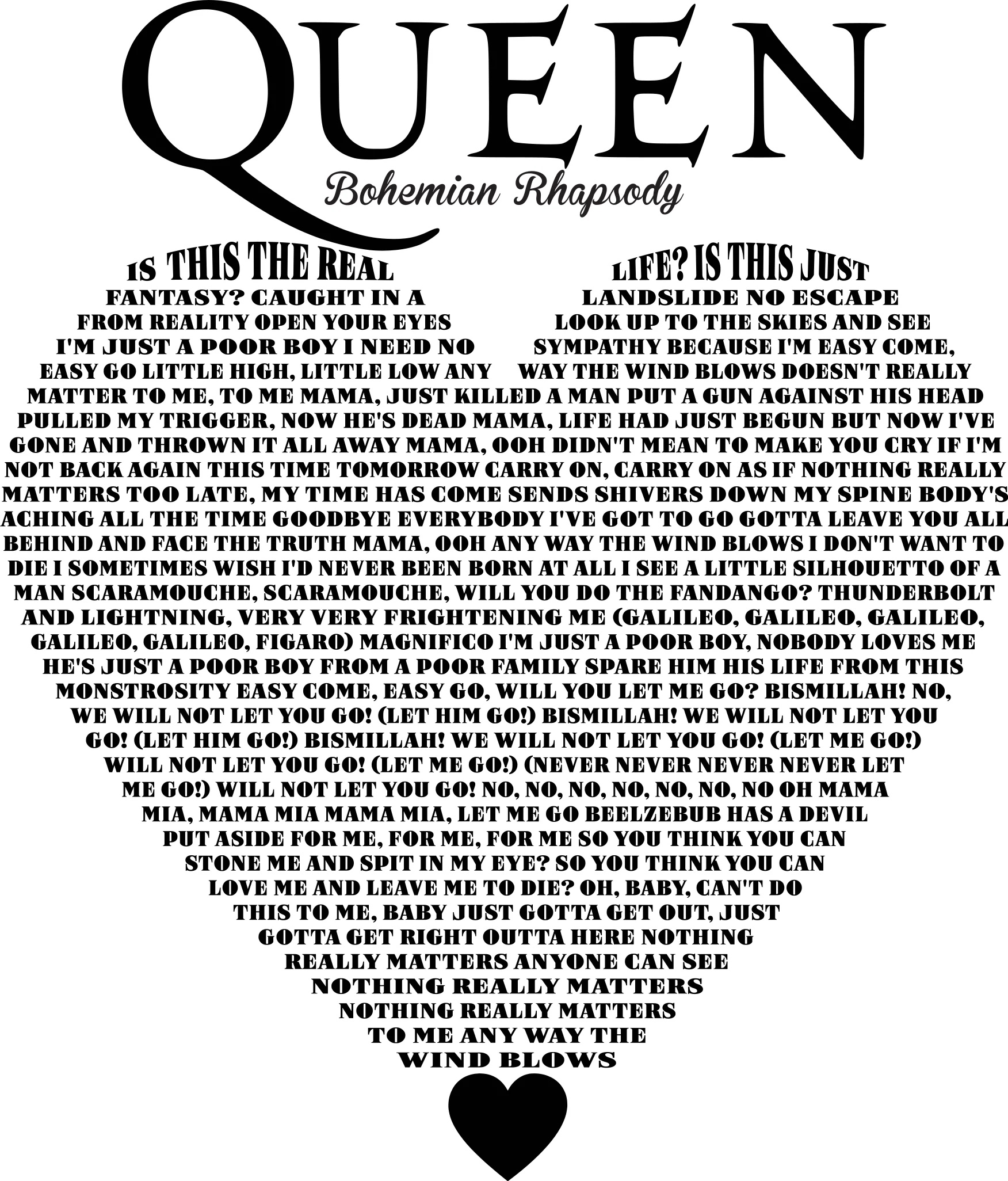 Queen Heart finished Heart lyric art lyric-art example