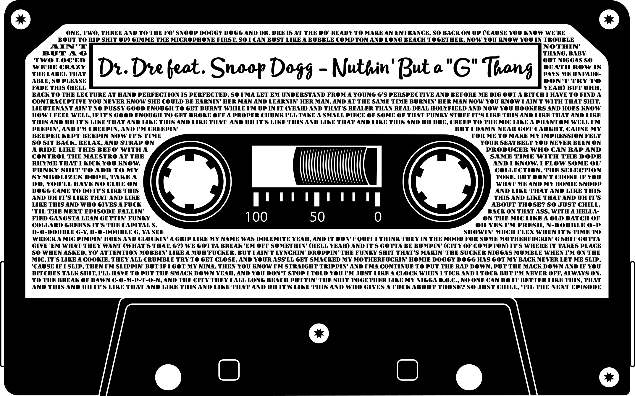 Cassette Tape finished Classic cassette lyric-art example